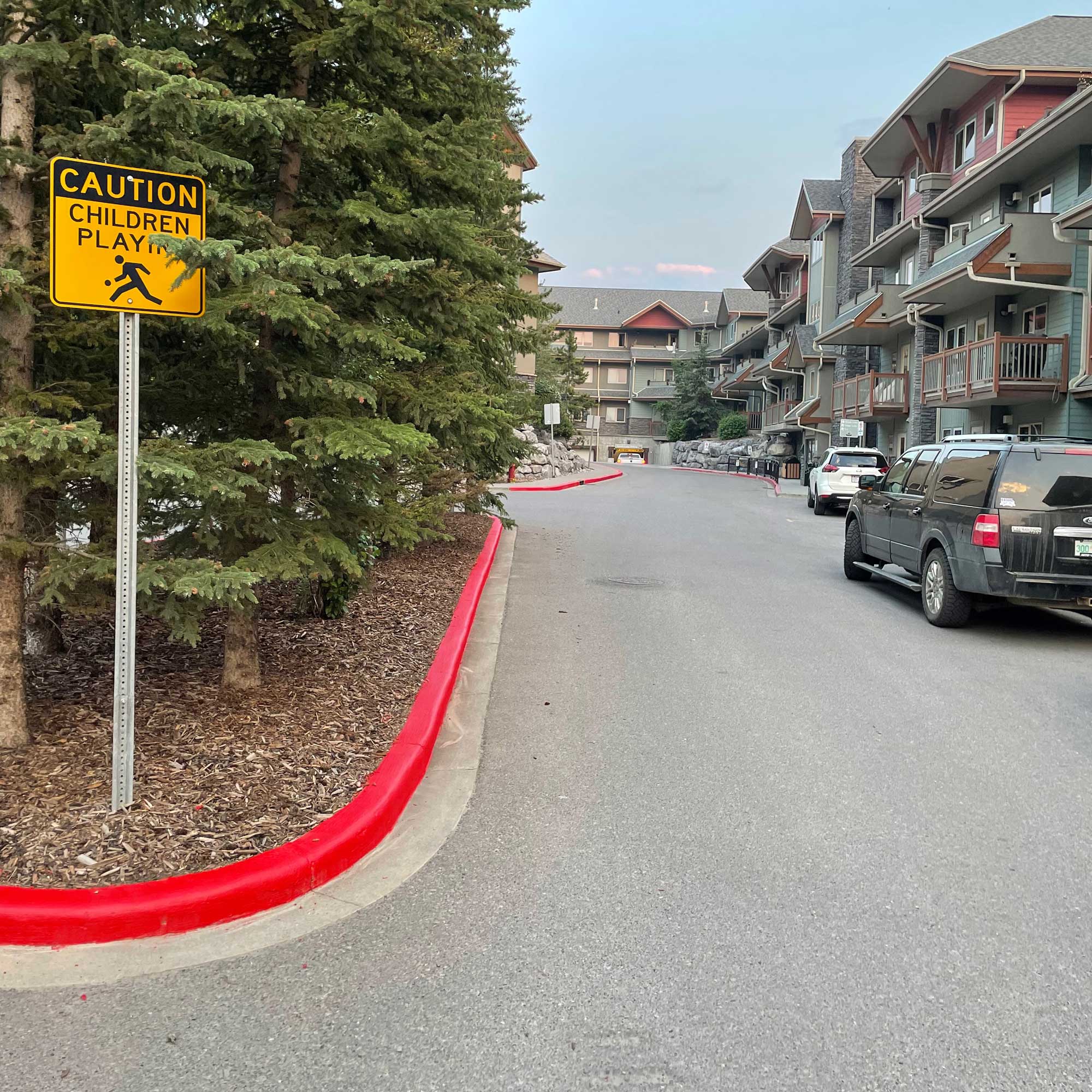 Asphalt road with red curb